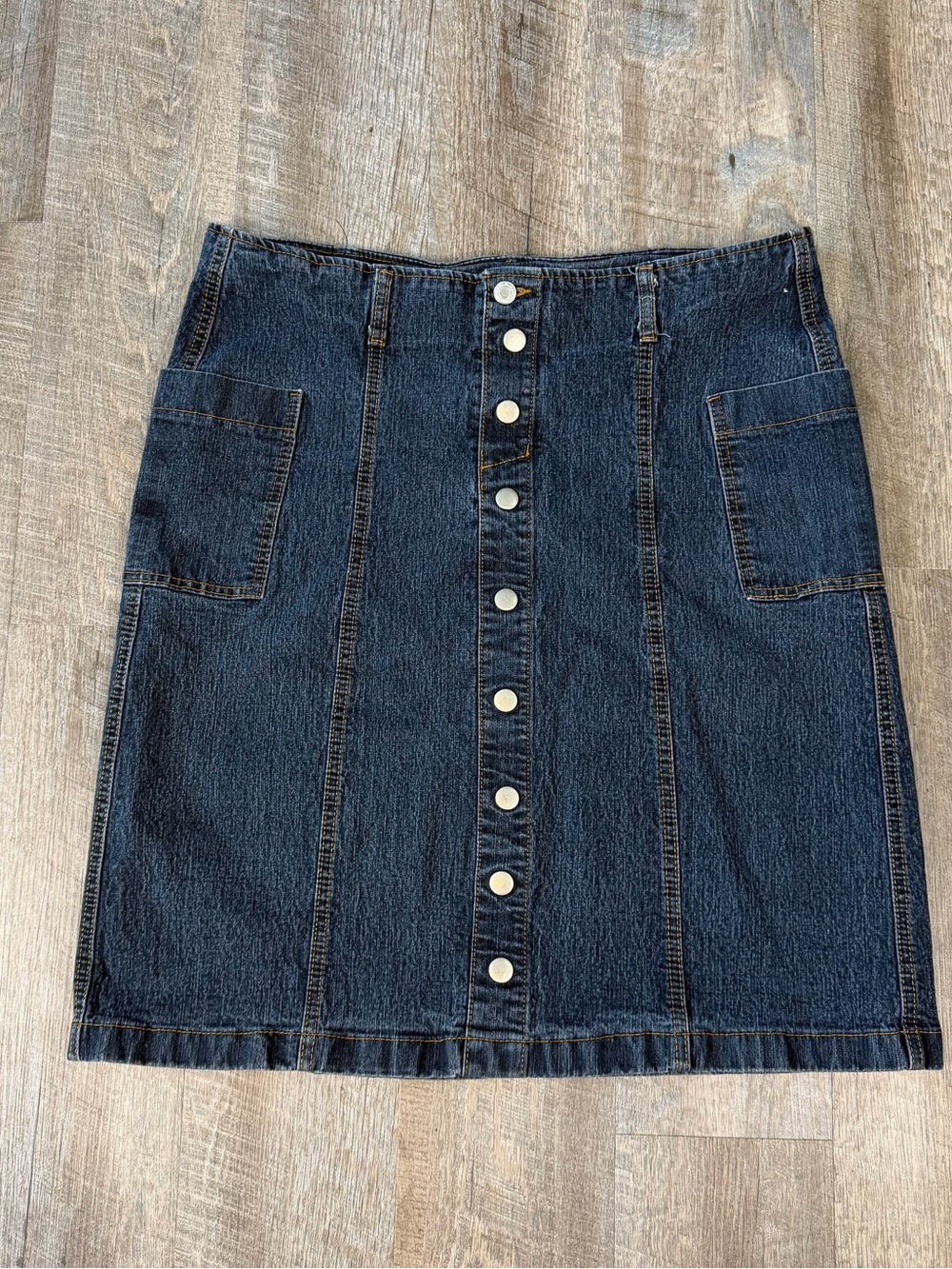 Be-Girl Plus Size 2 XL Snap Front Denim Knee Length Skirt Vintage Wash Curvy Y2K